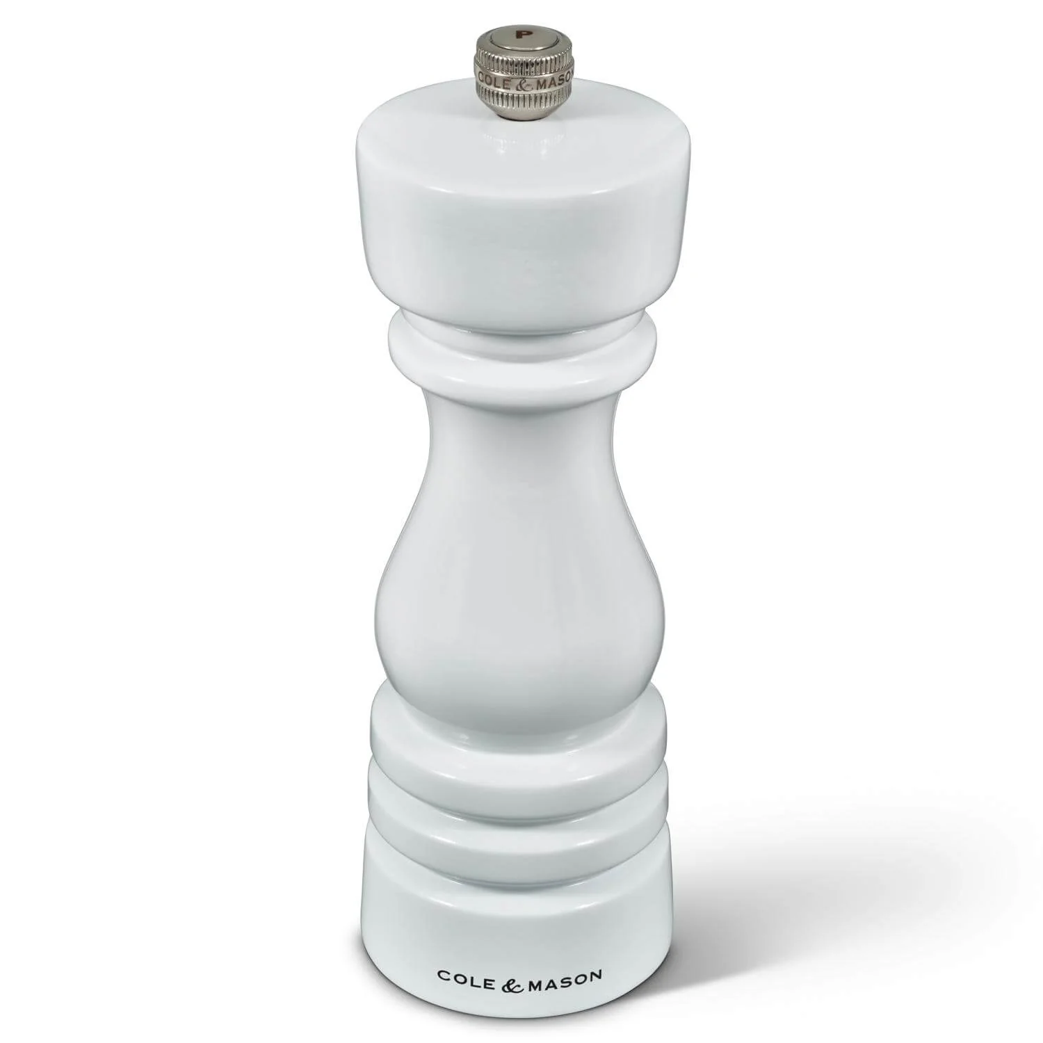 Cole & Mason London 18cm Beech Wood Pepper Mill - Gloss White - Image 4