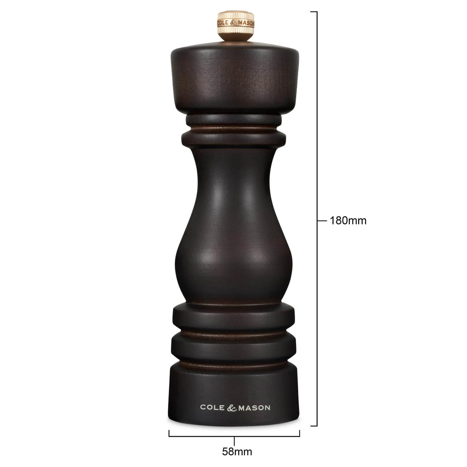 Cole & Mason London 18cm Beech Wood Salt Mill - Chocolate - Image 6