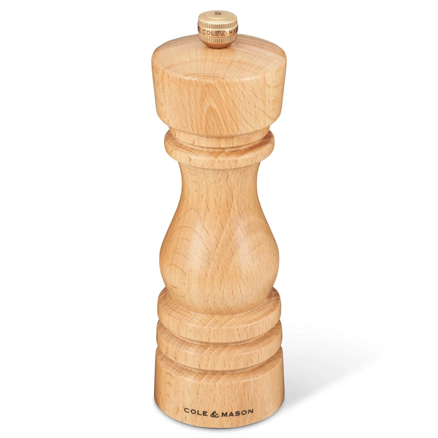 Cole & Mason London 18cm Beech Wood Salt Mill - Natural Beech - Image 3