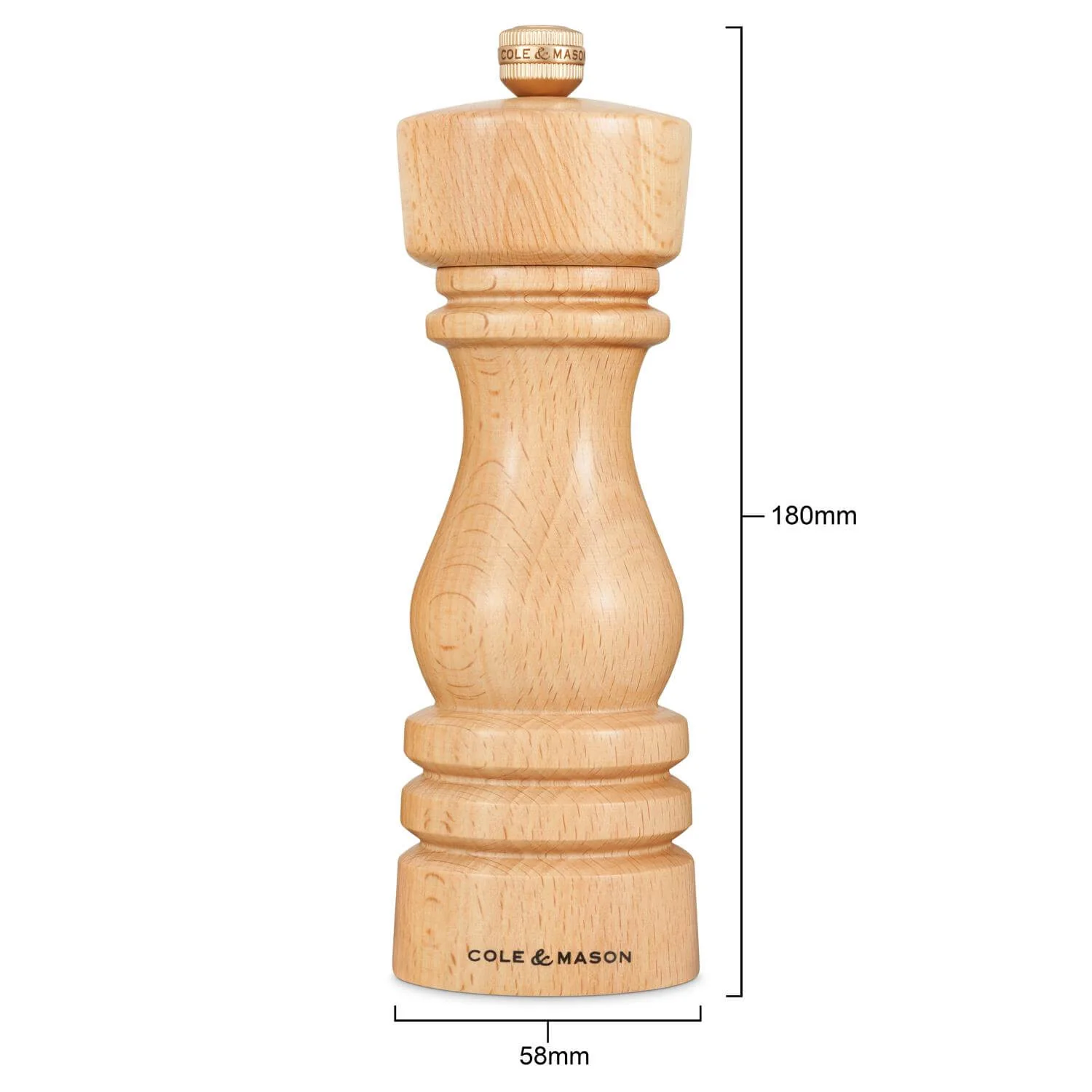 Cole & Mason London 18cm Beech Wood Salt Mill - Natural Beech - Image 4