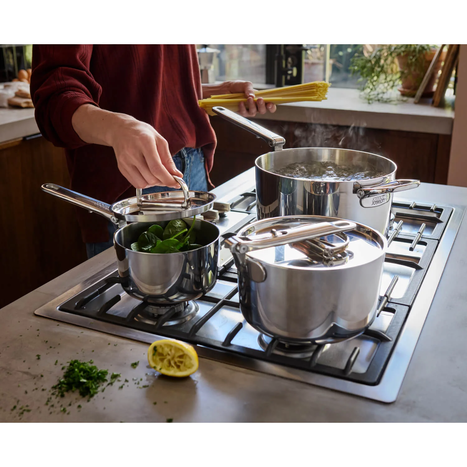 Joseph Joseph Space 5-Piece Folding Handle Cookware Set - Stainless Steel - Image 14