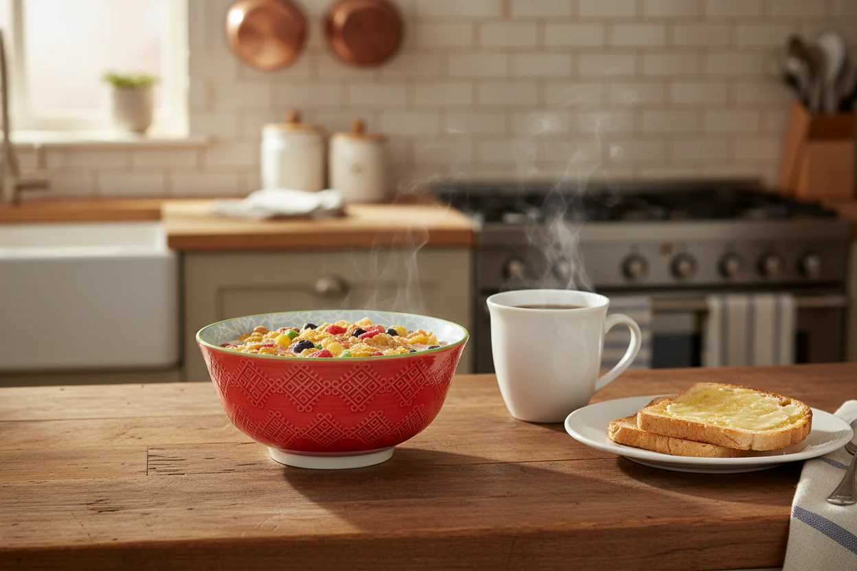 Kitchencraft Stoneware Bowl - Red Terracotta Floral - Image 3