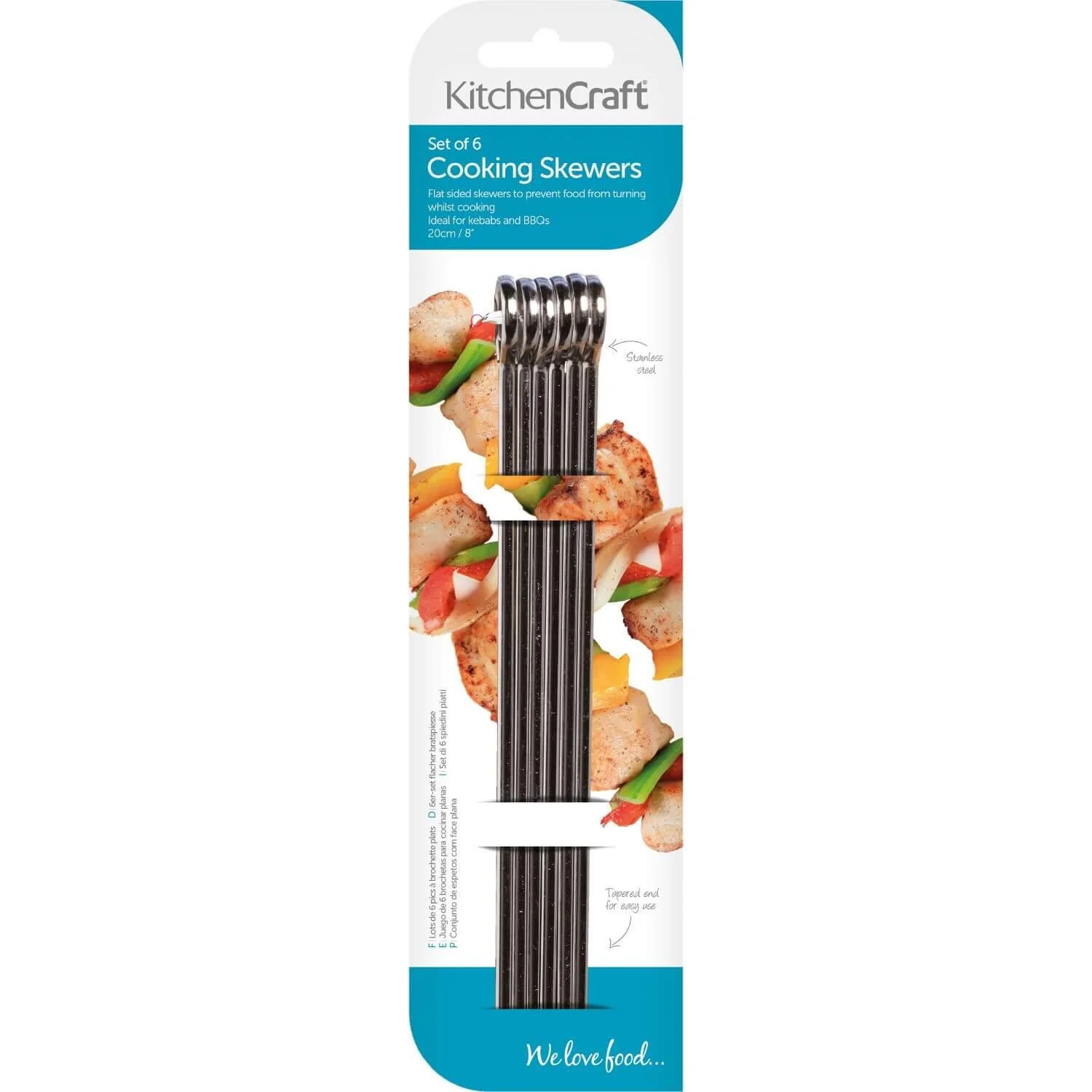 KitchenCraft 20cm Flat Sided Skewers - Set of 6 - Image 3