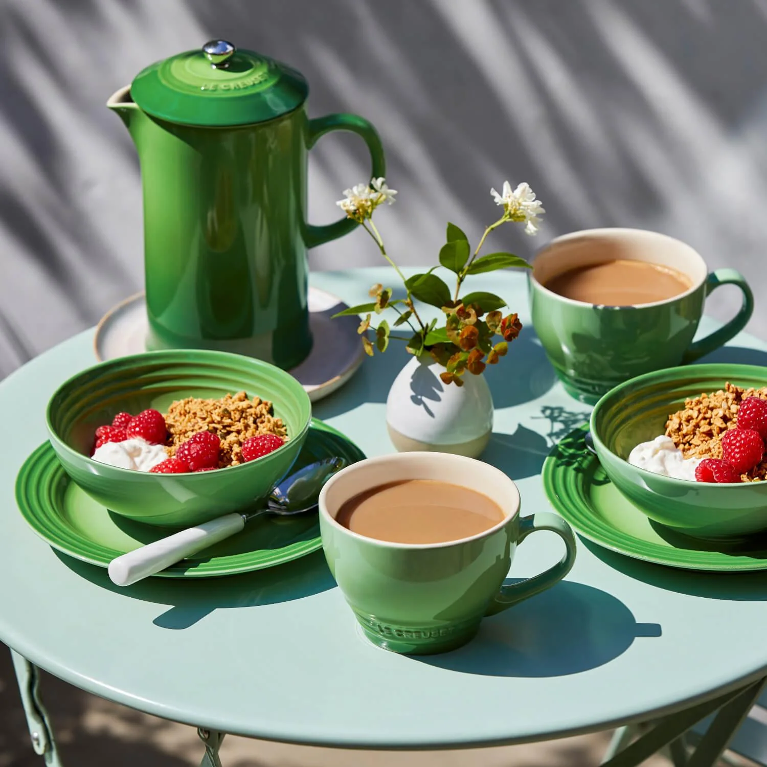 Le Creuset Bamboo Stoneware 4 Piece 350ml Mug & Grand Teapot Set - Green - Image 5