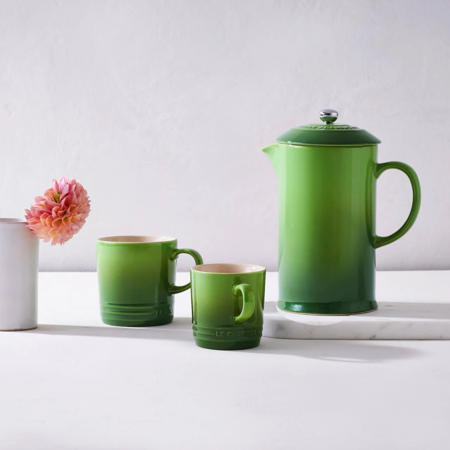 Le Creuset Bamboo Stoneware 4 Piece 350ml Mug & Grand Teapot Set - Green - Image 6