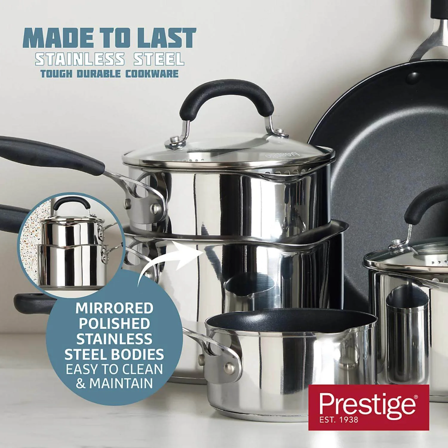 Prestige Made To Last 5-Piece Stainless Steel Cookware Set - Image 3