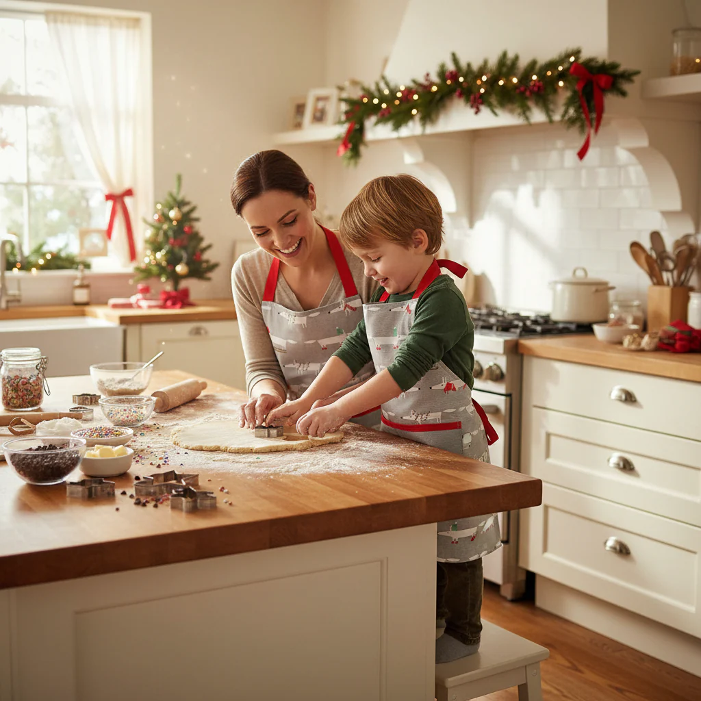 Scion Mr Fox 100% Cotton Christmas Children's Apron - Grey - Image 3